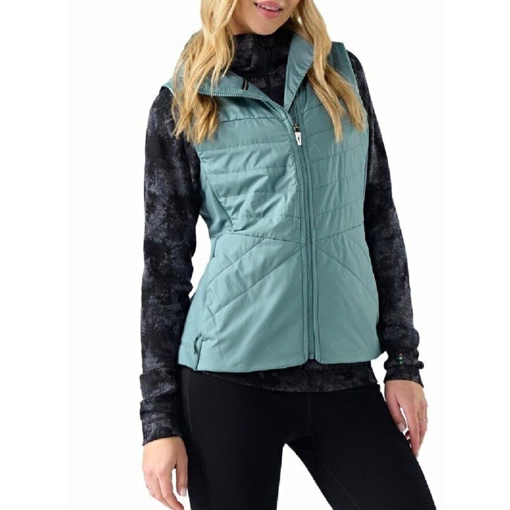 Smartwool Hooded Full Zip Smartloft Insulated Vest Teal Mid-Length Women Size M